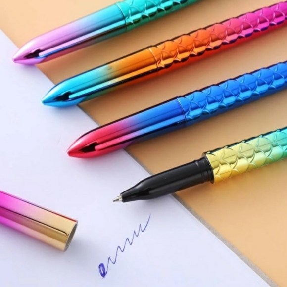 ● Mermaid FishTail Metalic Novelty Pens Set of 2 - Picture 2 of 7